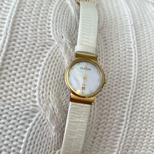 Skagen White Leather Watch